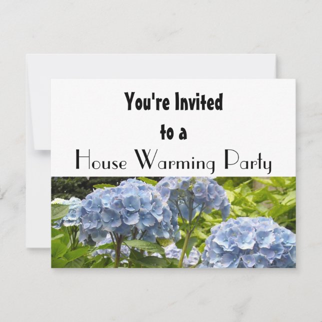 Convites Blue Hydrangea House Warming Party (Frente)