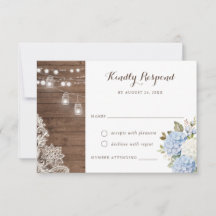 Blue Hydrangea Rustic Wood String Lights RSVP