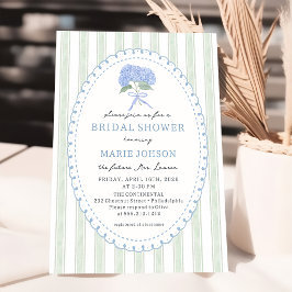 Convites Blue Hydrangea Stripes Bridal Shower Invitation
