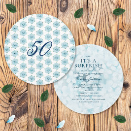 Convites Blue Hydrangeas 50th Surprise Festa de aniversário