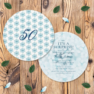 Convites Blue Hydrangeas 50th Surprise Festa de aniversário