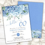 Convites Blue Hydrangeas Watercolor Floral 60º aniversário<br><div class="desc">Azul periwinkle hydrangeas watercolor floral 60th convites de aniversário. Personalize nomes,  datas e informações.</div>