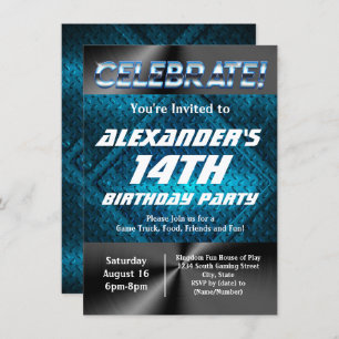 Convites Blue Industrial Teen Adolescente Boys Jogos Hoje À