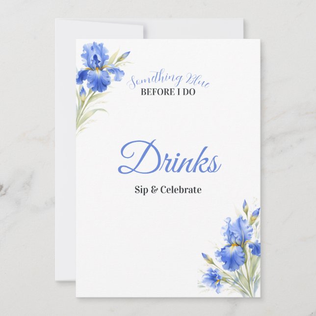 Convites Blue Iris Something Blue Bridal Shower Drinks Sign (Frente)