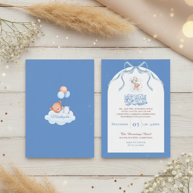 Convites Blue Islamic Aqiqah for Baby Boy (Criador carregado)