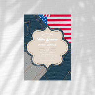 Convites Blue Jean Baby Americana Chá de Bebê