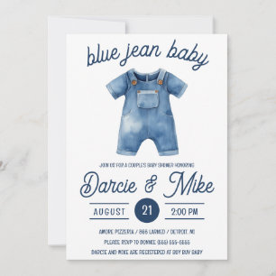 Convites Blue Jean Baby Boy, Denim Chá de fraldas