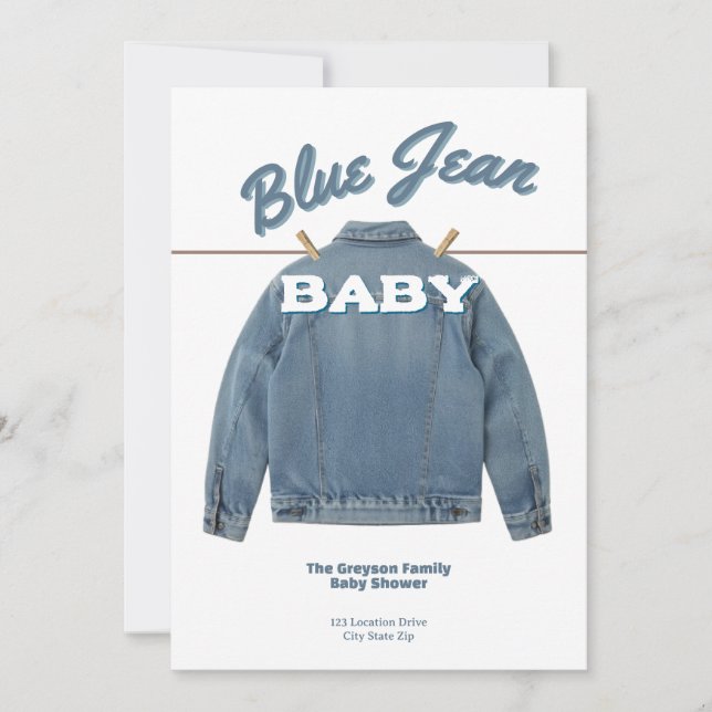 Convites Blue Jean Baby - Denim Shower Custom Invitation (Frente)