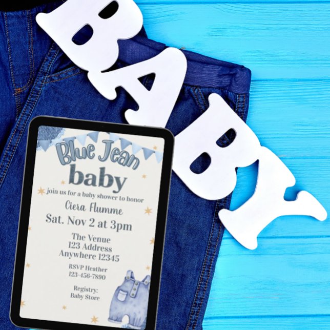 Convites Blue Jean Baby Shower (Criador carregado)