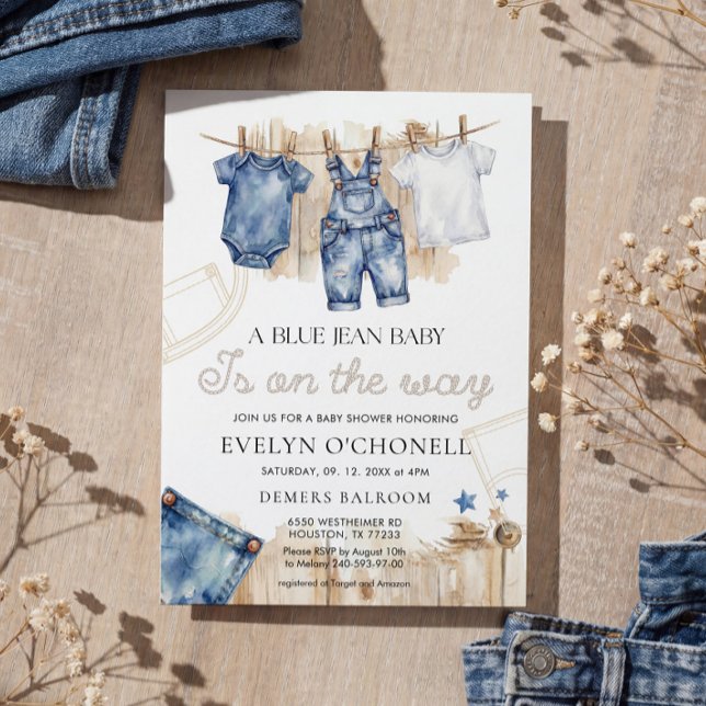Convites Blue Jean Baby Shower Invitation (Criador carregado)