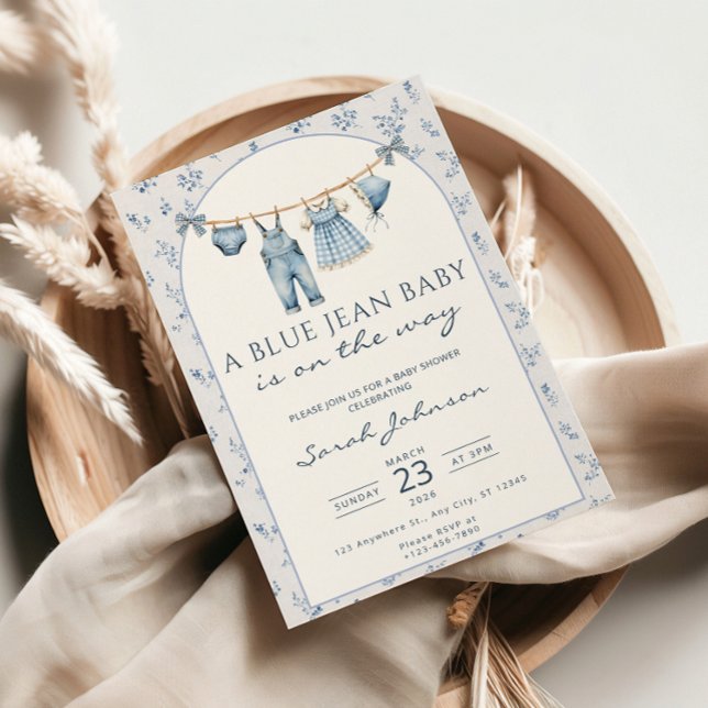 Convites Blue Jean Baby Shower Invitation Cowboy (Criador carregado)