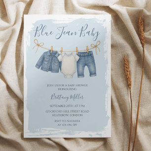 Convites Blue Jean Chá de fraldas Baby Outfit