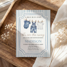 Convites Blue Jean Denim Baby Shower Boy Invitation