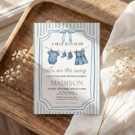 Convites Blue Jean Denim Baby Shower Girl Invitation