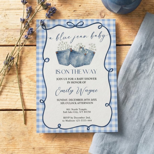 Convites Blue Jean Denim Baby Shower Invitation (Criador carregado)