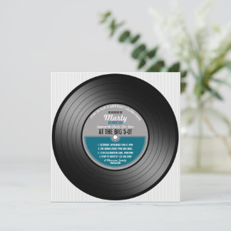 Convites Blue Label Vinyl Record 50th Festa de aniversário