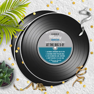 Convites Blue Label Vinyl Record Surprise Party