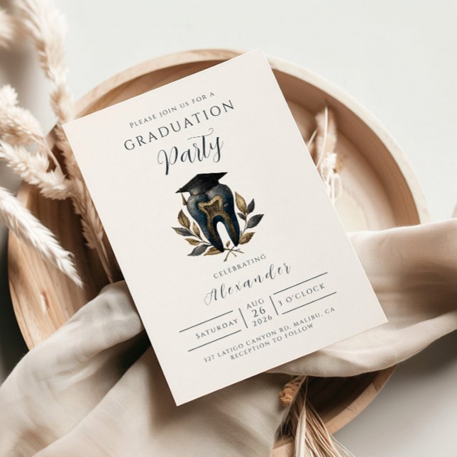 Convites Blue Laurel Dental Graduation (Criador carregado)