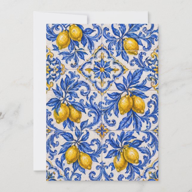 Convites Blue Lemon Azulejo Tile (Frente)