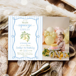 Convites Blue Lemonade Birthday Photo Invitation