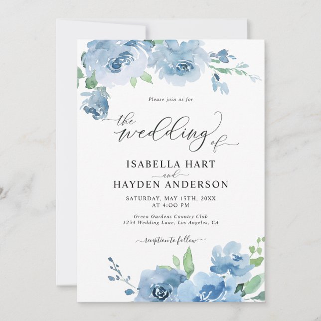 Convites Blue Light Baby Blue All In One QR Code Weding (Frente)