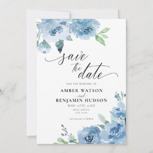 Convites Blue Light Baby Blue Modern Floral Salvar Data