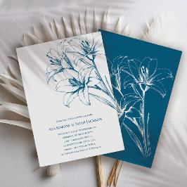 Convites Blue Lily Outline Wedding