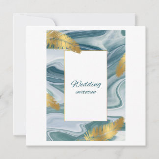Convites Blue Liquid Marble Wedding Invitation | Premium El