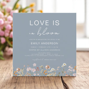 Convites Blue Love está em Bloom Wildflower Chá de panela