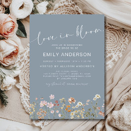Convites Blue Love está em Bloom Wildflower Chá de panela