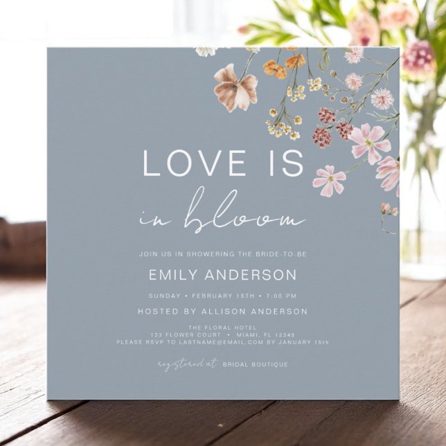 Convites Blue Love está em Bloom Wildflower Chá de panela (Criador carregado)