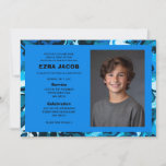 Convites Blue Marble Custom PHOTO Bar Bat Mitzvah<br><div class="desc">Perfect card to announce a bat mitzvah, bar mitzvah or other Jewish celebration! Hand made abstract art for you on the front and back side! FULLY CUSTOMIZABLE! Click on “Personalize” above to edit the text and add your own photo. Click "edit using design tool" to adjust the fonts, colors and...</div>