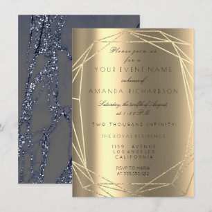 Convites Blue Marble Noivado Aniversário Diamante Moldura D