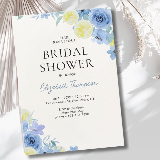 Convites Blue Mediterranean Lemon Bridal shower (Criador carregado)