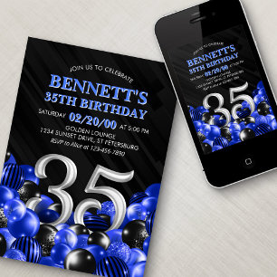 Convites Blue Mens 35º aniversário