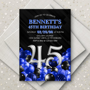 Convites Blue Mens 45º aniversário