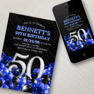 Convites Blue Mens 50º aniversário