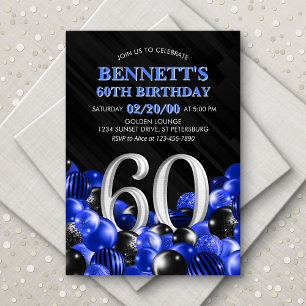 Convites Blue Mens 60º aniversário