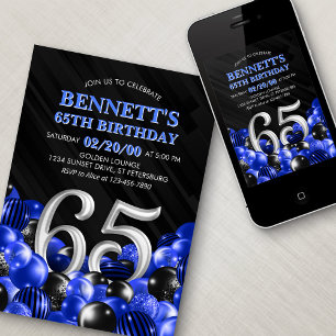 Convites Blue Mens 65º aniversário