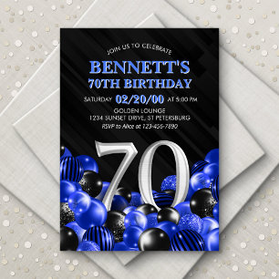 Convites Blue Mens 70 Birthday