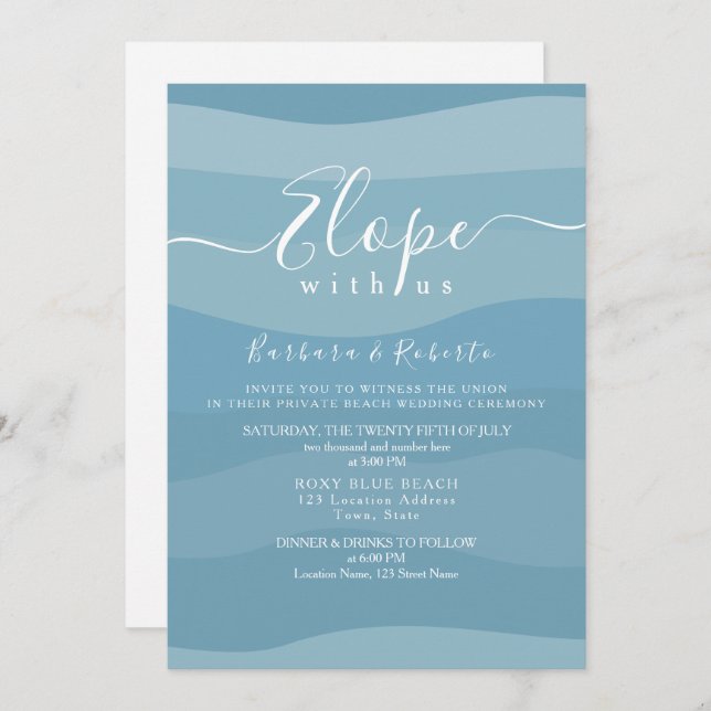 Convites Blue Micro Wedding (Frente/Verso)