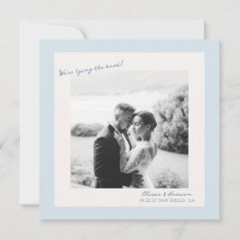 Convites Blue Minimal Photo Wedding Save the Date