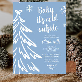 Convites Blue Modern Minimalist Winter Baby Shower