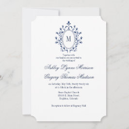 Convites BLUE Monogram Wedding Invitation
