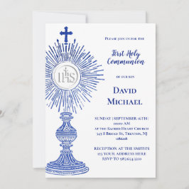 Convites blue monstrance design | First Holy Communion