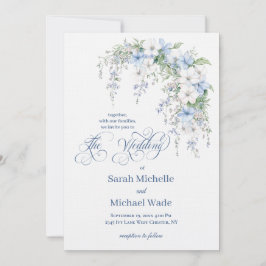 Convites Blue Morning Glory Calligraphy Wedding Invitation