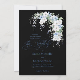 Convites Blue Morning Glory Calligraphy Wedding Invitation