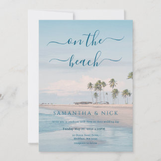 Convites Blue Ocean Palm Tree Beach Wedding