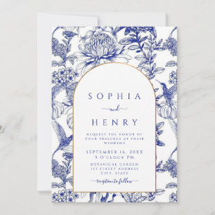 Convites Blue Peony Chinoiserie Victorian Casamento Floral