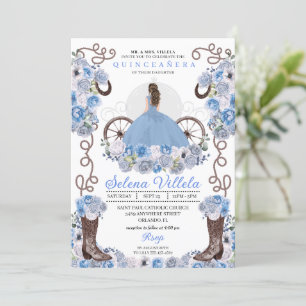Convites Blue Princess Dress & Boots Quinceañera